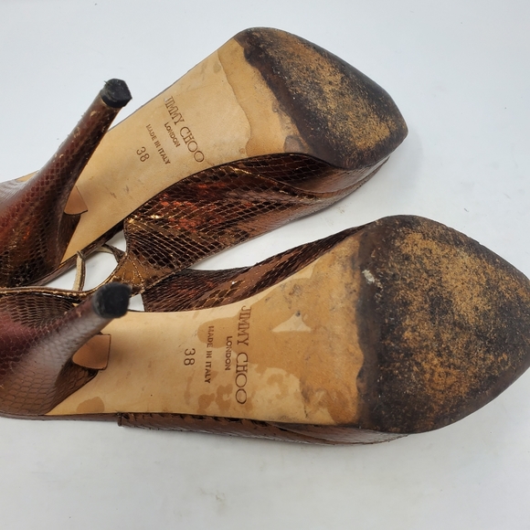 Jimmy Choo Bronze Leather Pumps - Picture 7 of 7